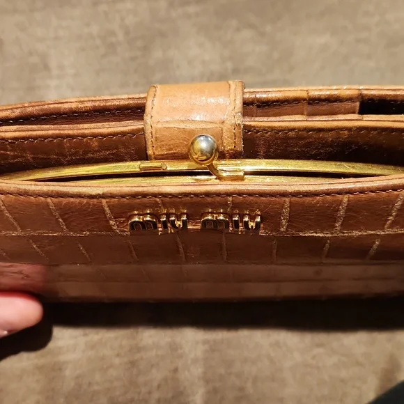 Miu Miu Light Brown Crocodile-Embossed Wallet - Picture 3 of 4
